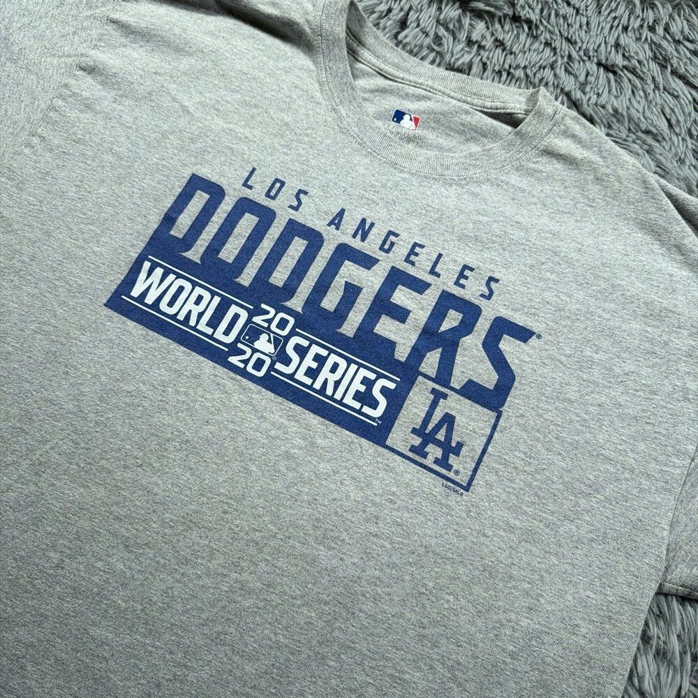 MLB Genuine Merchandise Shirt Large Gray LA Dodgers Center Spell Out Tee Mens